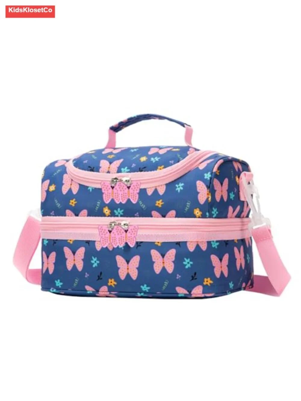 Insulated Kids Lunch Bag Tote with Shoulder Strap, Dual Compartment, Water